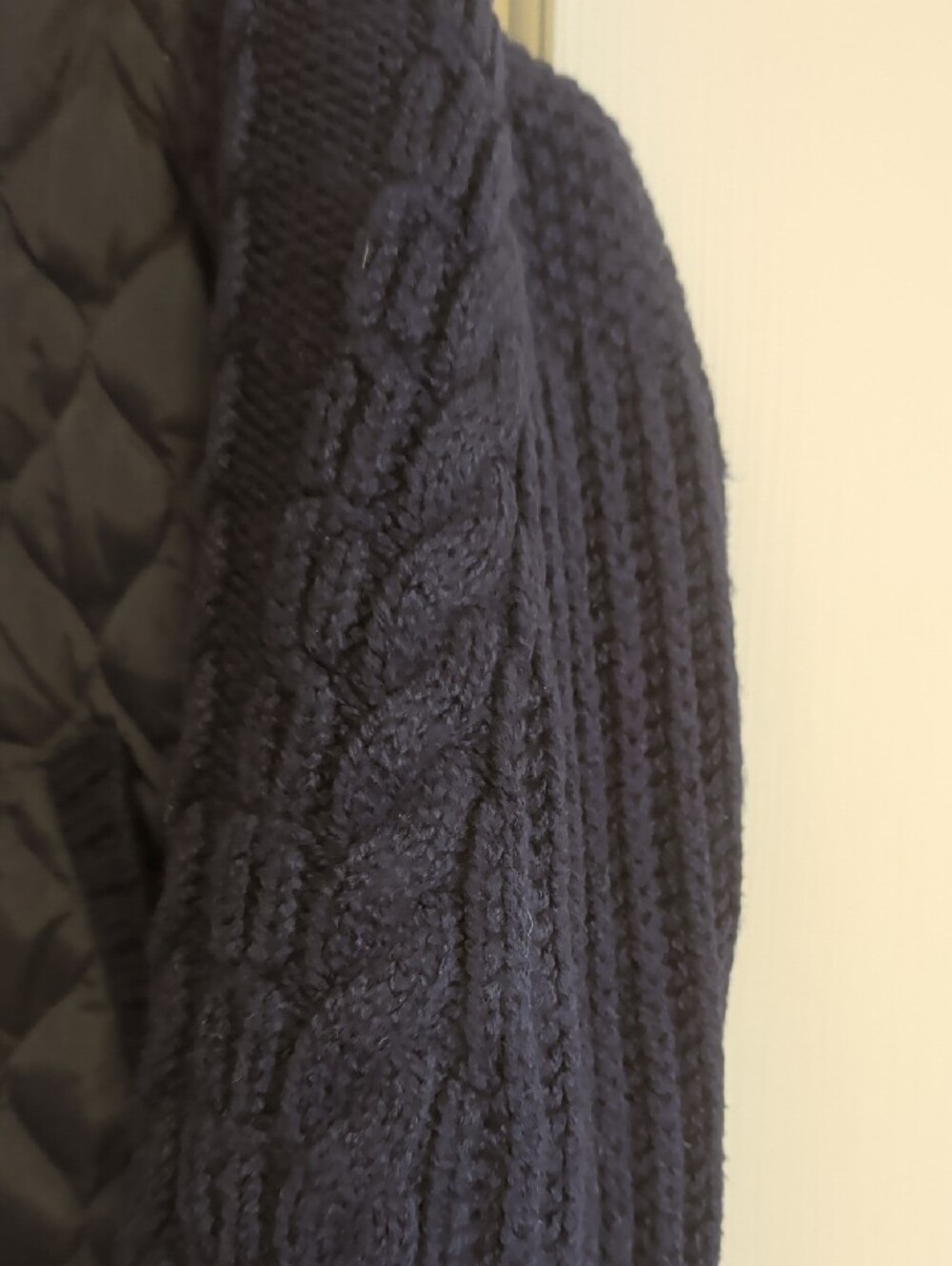 Talbots Navy Quilted Front Knit-Sleeve Puffer Jacket - Picture 4 of 5